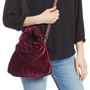 Sole Society Plum Mini Tyll Velvet Top Handle Bag